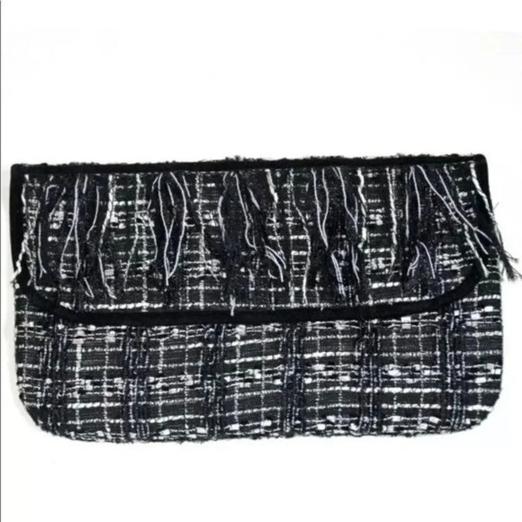 Muche et Muchette Black & White Boucle Tweed Clutch NWT - Picture 1 of 3